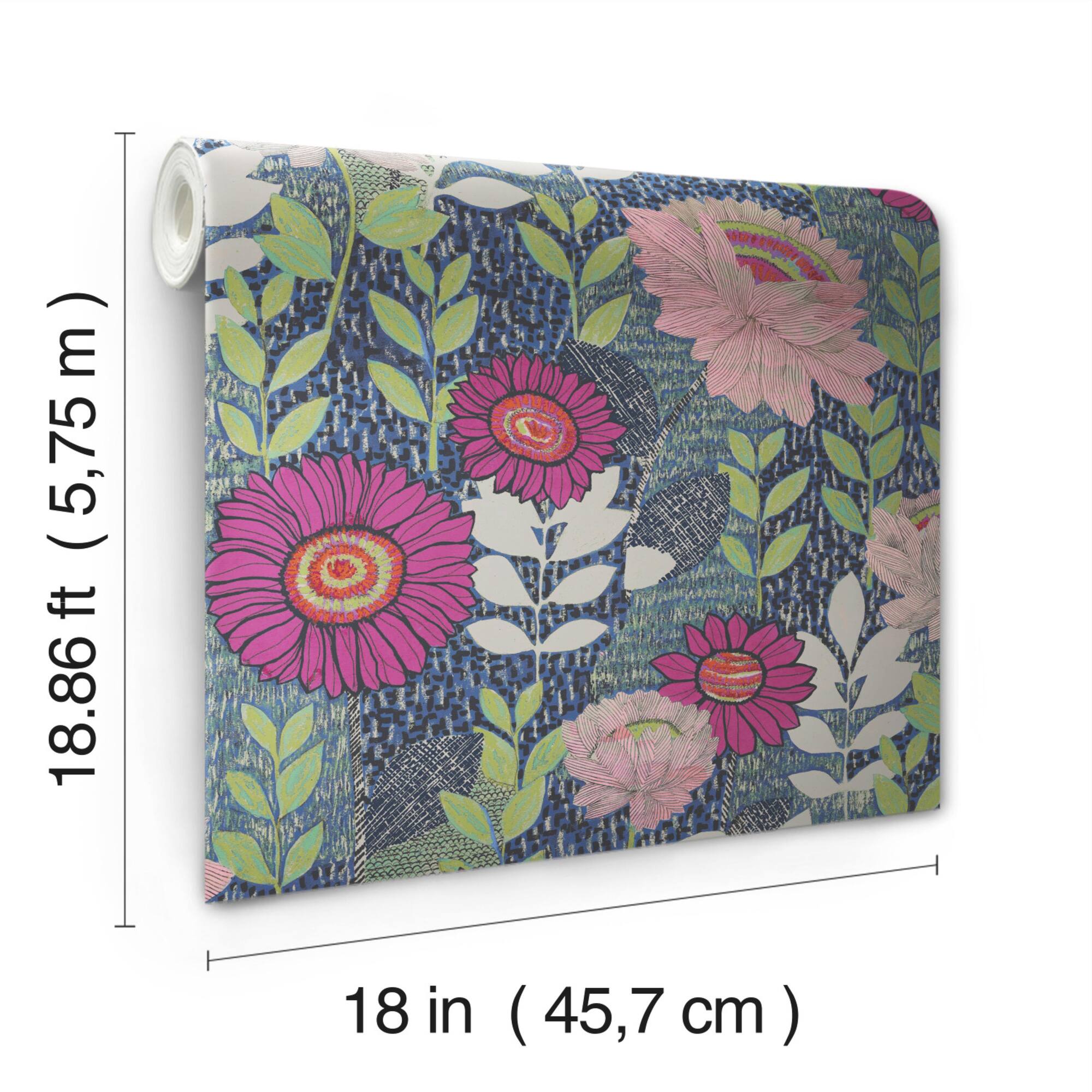 RoomMates Tamara Day Blue Botanical Garden Peel & Stick Wallpaper